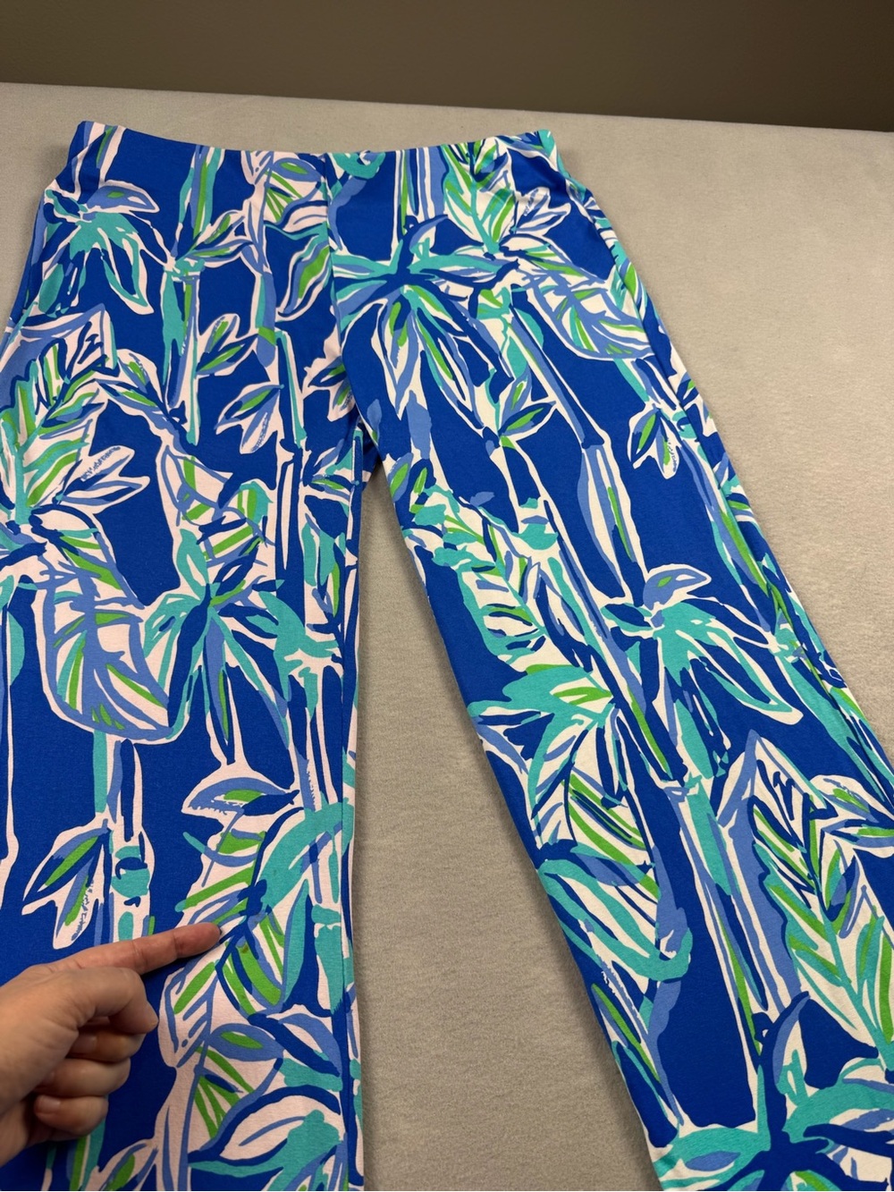 Lilly Pulitzer Georgia May Beach Pant Tropical Palazzo Wide Leg Large Blue Green - Picture 5 of 14